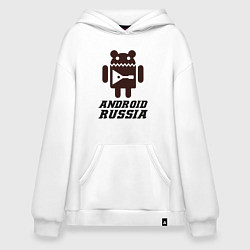 Толстовка-худи оверсайз Андроид россия, цвет: белый