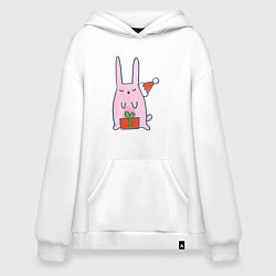 Толстовка-худи оверсайз Розовый зайчик, цвет: белый
