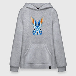 Толстовка-худи оверсайз Абстрактный синий кролик, цвет: меланж