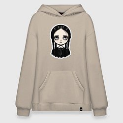 Толстовка-худи оверсайз Уэнсдей, Семейка Аддамс в стиле Бёртона, цвет: миндальный