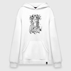 Толстовка-худи оверсайз Оксана в венке из летних цветов, цвет: белый