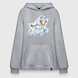 Толстовка-худи оверсайз Снеговик бросает пить, цвет: меланж