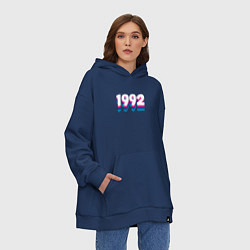 Толстовка-худи оверсайз Made in 1992 vintage art, цвет: тёмно-синий — фото 2