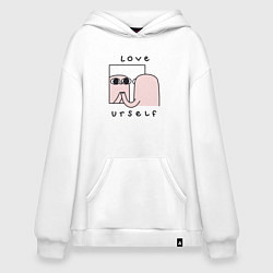 Толстовка-худи оверсайз Ketnipz - love urself, цвет: белый