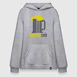 Толстовка-худи оверсайз Пивной код, цвет: меланж