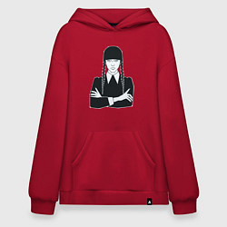 Толстовка-худи оверсайз Wednesday Addams портрет, цвет: красный