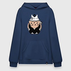 Толстовка-худи оверсайз Totoro рокер, цвет: тёмно-синий