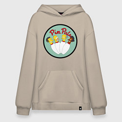 Толстовка-худи оверсайз Simpsons bowling, цвет: миндальный