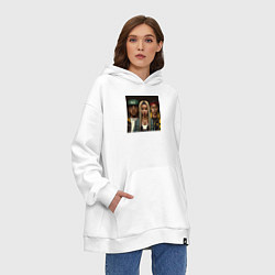 Толстовка-худи оверсайз Рэп в пикселях, цвет: белый — фото 2