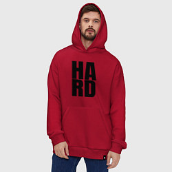 Толстовка-худи оверсайз Hard жесткая надпись, цвет: красный — фото 2