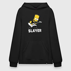 Толстовка-худи оверсайз Slayer Барт Симпсон рокер, цвет: черный