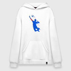 Толстовка-худи оверсайз Волейболист в прыжке, цвет: белый