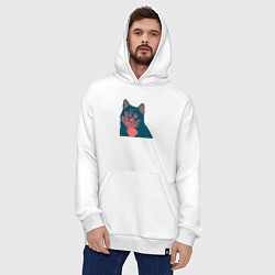 Толстовка-худи оверсайз Vintage pixel cat, цвет: белый — фото 2