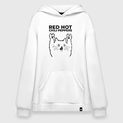 Толстовка-худи оверсайз Red Hot Chili Peppers - rock cat, цвет: белый