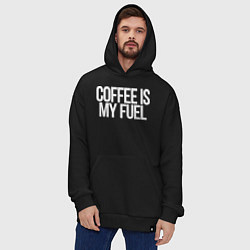 Толстовка-худи оверсайз Coffee is my fuel, цвет: черный — фото 2