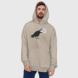 Толстовка-худи оверсайз Кричащая ворона, цвет: миндальный — фото 2