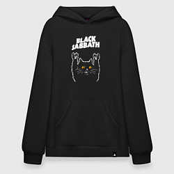 Толстовка-худи оверсайз Black Sabbath rock cat, цвет: черный