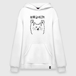 Толстовка-худи оверсайз Sex Pistols - rock cat, цвет: белый
