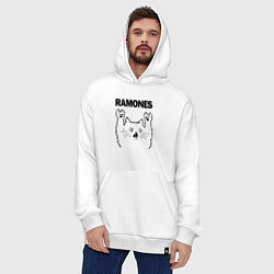Толстовка-худи оверсайз Ramones - rock cat, цвет: белый — фото 2