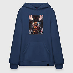 Толстовка-худи оверсайз Лучшие девочки Евангелиона: Аска, Рей, цвет: тёмно-синий