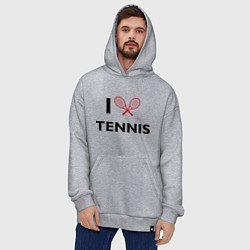 Толстовка-худи оверсайз I Love Tennis, цвет: меланж — фото 2