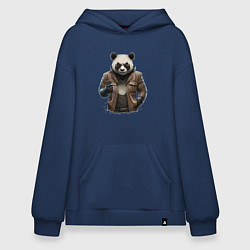 Толстовка-худи оверсайз Крутая панда, цвет: тёмно-синий