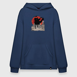 Толстовка-худи оверсайз Котьзилла, цвет: тёмно-синий