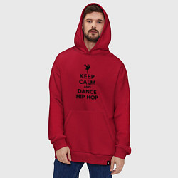 Толстовка-худи оверсайз Keep calm and dance hip hop, цвет: красный — фото 2