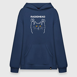 Толстовка-худи оверсайз Radiohead rock cat, цвет: тёмно-синий