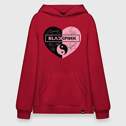 Толстовка-худи оверсайз Blackpink сердце, цвет: красный