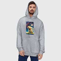 Толстовка-худи оверсайз Capybara brave astronaut - neural network, цвет: меланж — фото 2