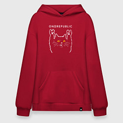 Толстовка-худи оверсайз OneRepublic rock cat, цвет: красный