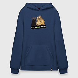 Толстовка-худи оверсайз Черный и рыжий кот - Mood, цвет: тёмно-синий