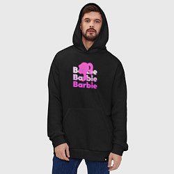 Толстовка-худи оверсайз Логотип Барби объемный, цвет: черный — фото 2