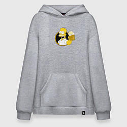 Толстовка-худи оверсайз Гомер и пиво, цвет: меланж