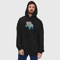 Толстовка-худи оверсайз Beautiful elephant, цвет: черный — фото 2