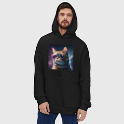 Толстовка-худи оверсайз Космический кот сosmos collection, цвет: черный — фото 2