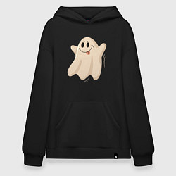 Толстовка-худи оверсайз Привидение смешное, цвет: черный
