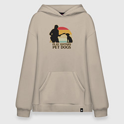 Толстовка-худи оверсайз Гитары и собаки, цвет: миндальный