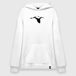 Толстовка-худи оверсайз Аист трафарет, цвет: белый