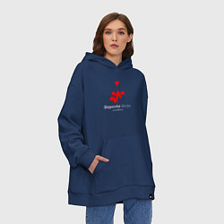 Толстовка-худи оверсайз Depeche Mode - Violator rose logo, цвет: тёмно-синий — фото 2
