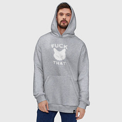 Толстовка-худи оверсайз Cat fuck that, цвет: меланж — фото 2