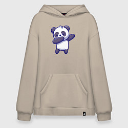 Толстовка-худи оверсайз Dabbing panda, цвет: миндальный