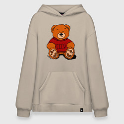 Толстовка-худи оверсайз Мишка из СССР, цвет: миндальный