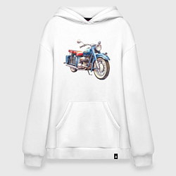 Толстовка-худи оверсайз Ретро мотоцикл олдскул, цвет: белый