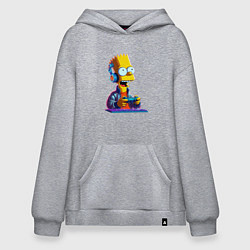 Толстовка-худи оверсайз Bart is an avid gamer, цвет: меланж