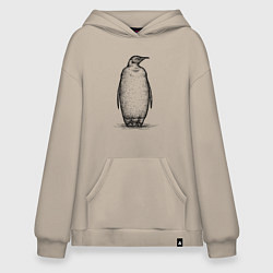 Толстовка-худи оверсайз Пингвин стоит, цвет: миндальный