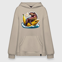 Толстовка-худи оверсайз Членозавр Рекс, цвет: миндальный