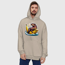 Толстовка-худи оверсайз Членозавр Рекс, цвет: миндальный — фото 2