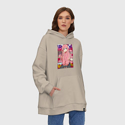 Толстовка-худи оверсайз Неуверенная Хитори - Bocchi the Rock, цвет: миндальный — фото 2